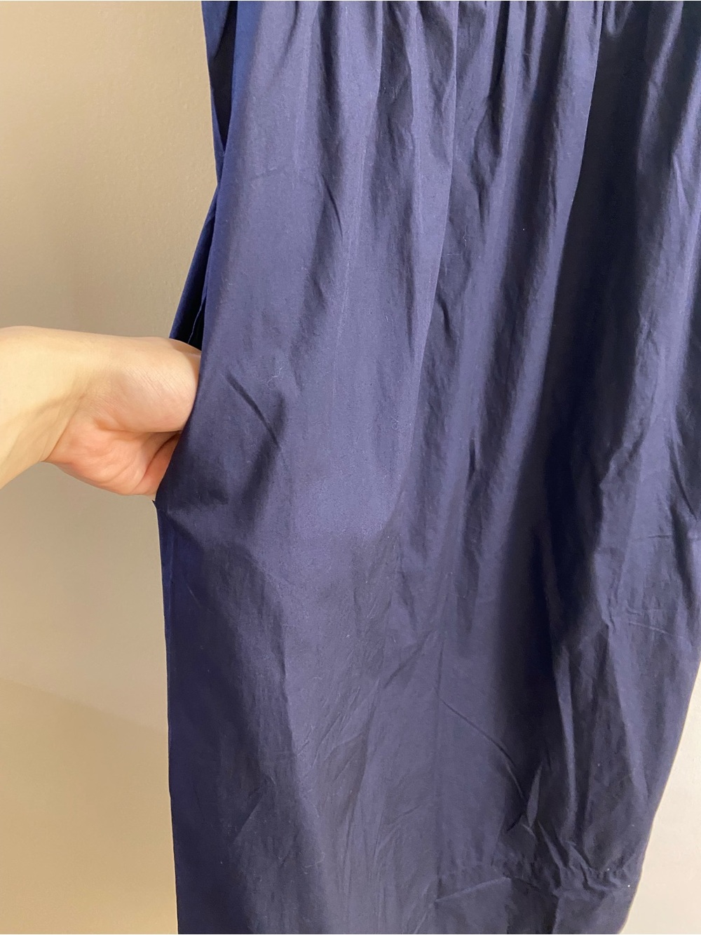 Quince Navy V-Neck Spaghetti-Strap Midi Dress Orgaic Cotton Small NWT - Picture 5 of 8